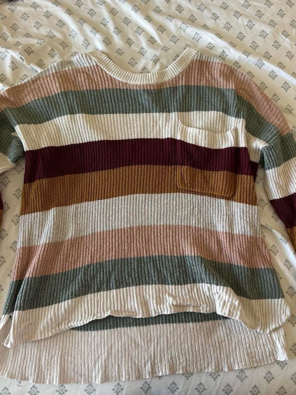 Madewell Striped Crewneck Sweater in Cream, Sage, Blush, Mustard & Wine